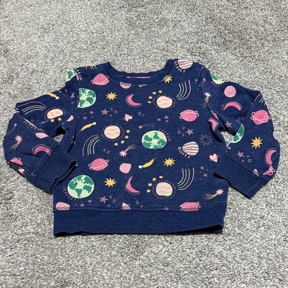 Kids Planet Print Sweatshirt - Blue and Pink